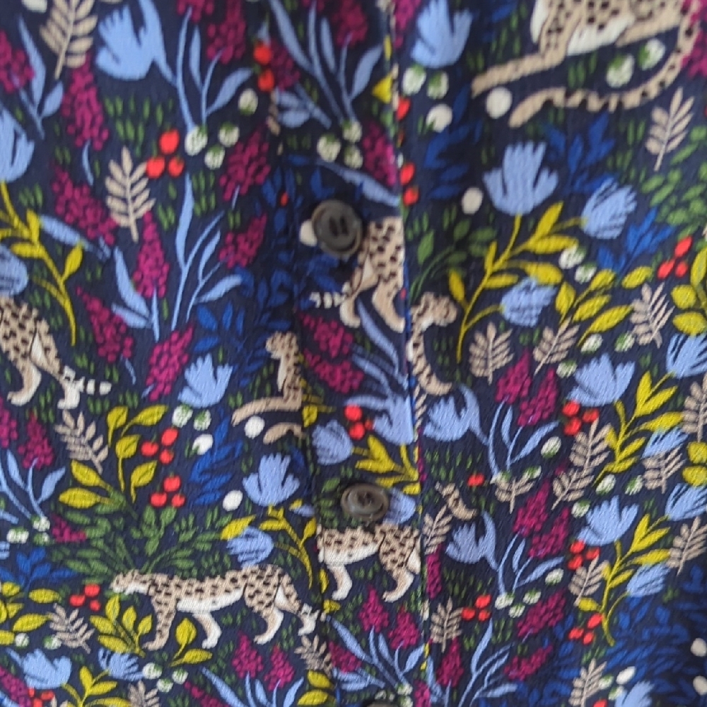 Boden Navy Cheetah Animal Print Shirtdress Maxi Length 8 - Picture 8 of 9